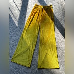 Yellow velvet wide leg pants x-small
